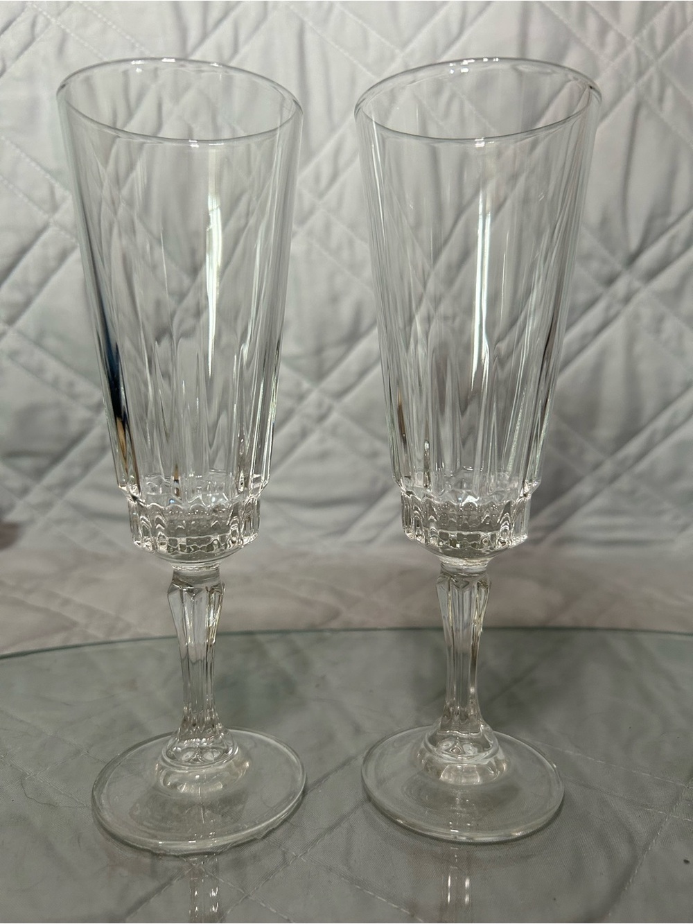 Clear Crystal Champagne Flutes - Set of 2